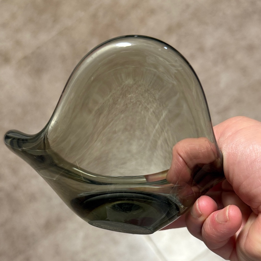 54. Vintage Holmegaard Vintage Smoked gray Glass Dish 1950’s signed - Picture 3 of 8